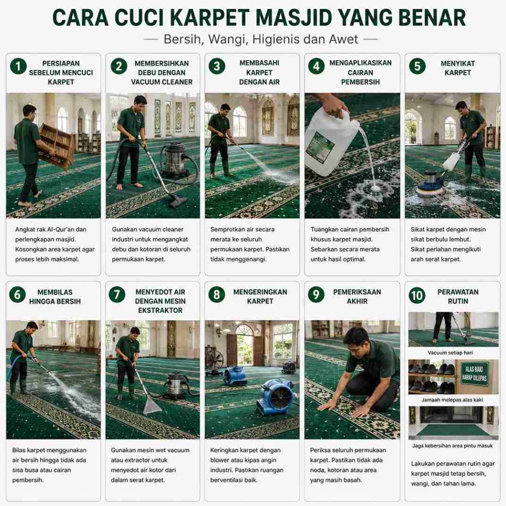Cuci Karpet Masjid Yang Benar Untuk Menjaga Kebersihan Ruang Ibadah